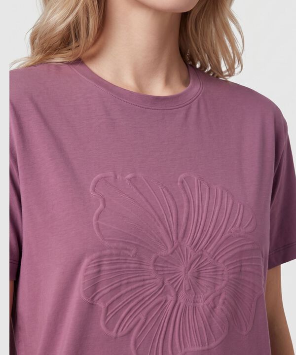 Camiseta Con Flor En Relieve Para Mujer