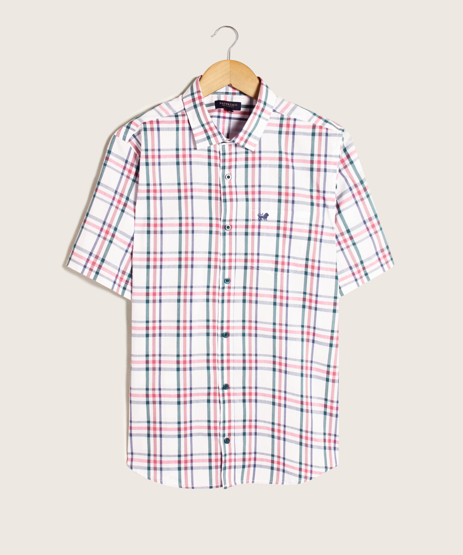 Camisa Preteñida Manga Corta Con Bolsillo Y Silueta Regular Fit, Traveling Wave Línea Moda