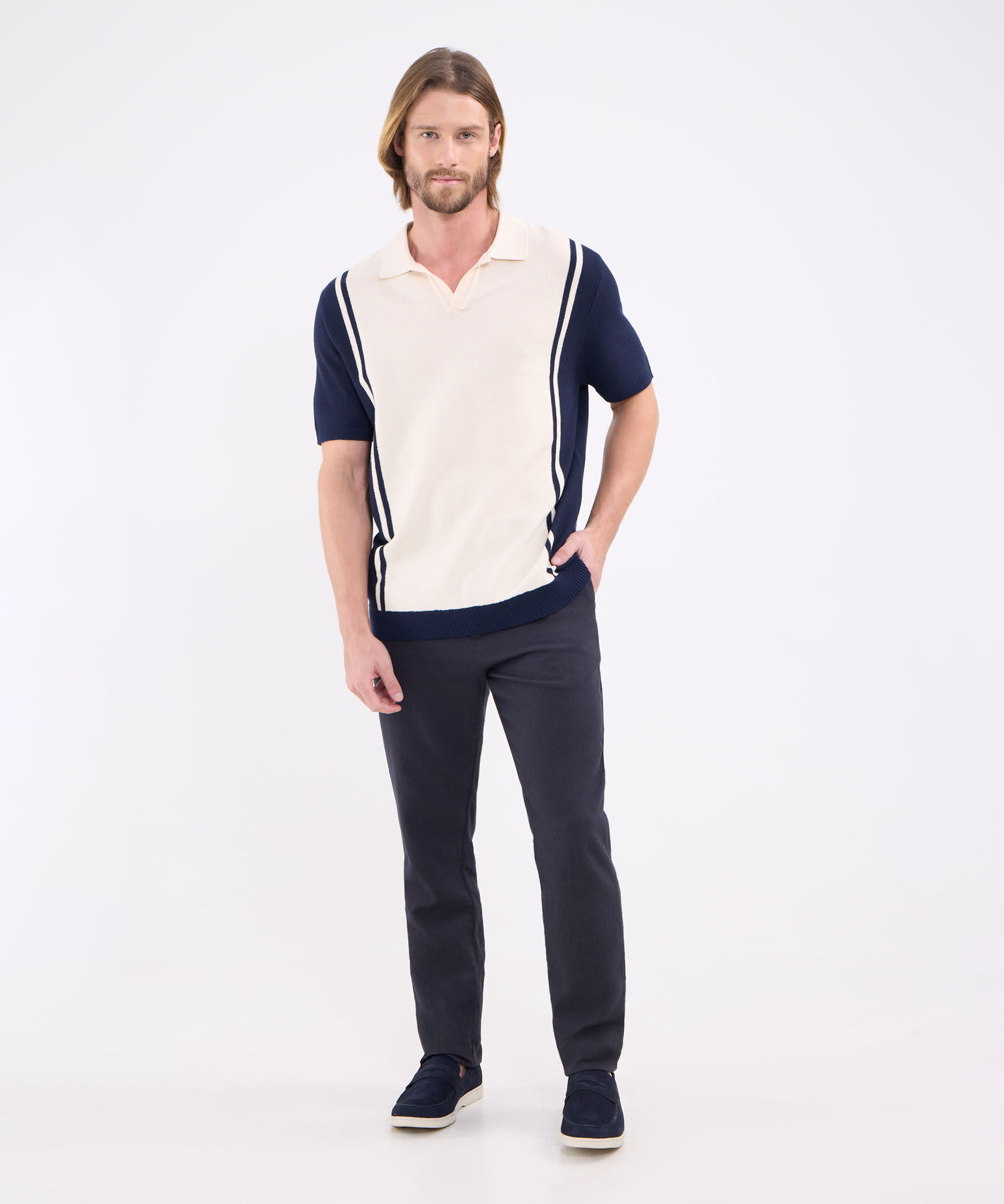 Polo Tejida Preteñida Para Hombre