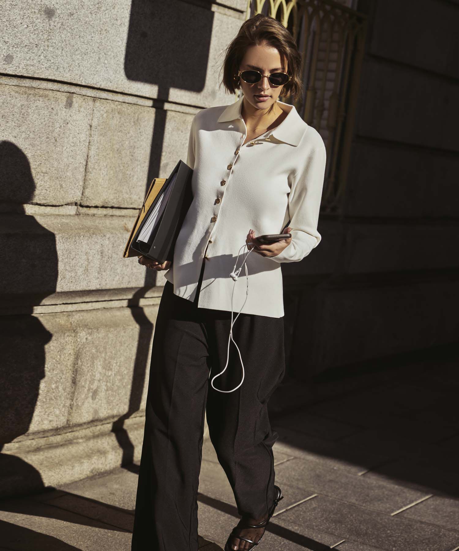 C&aacute;rdigan De Punto Con Cuello Camisero Mujer