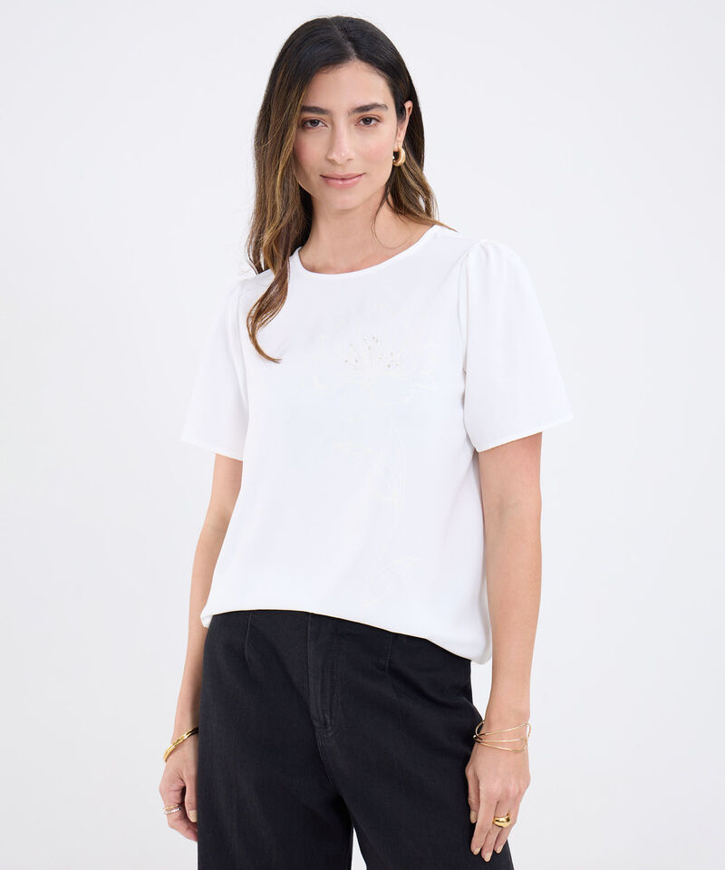 Blusa Manga Corta Con Bordado