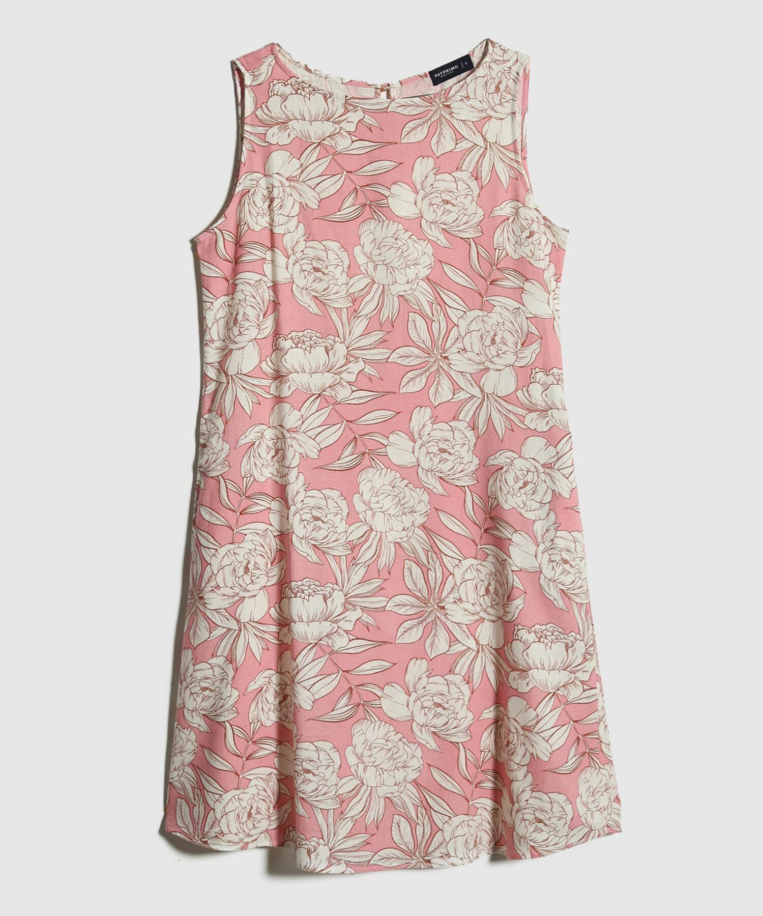 Vestido Estampado Manga Sisa Con Bolsillos Laterales