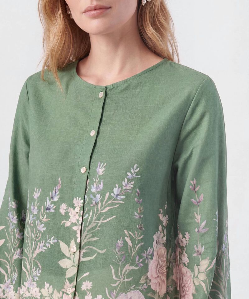 Blusa Bot&aacute;nica De Manga Larga Para Mujer