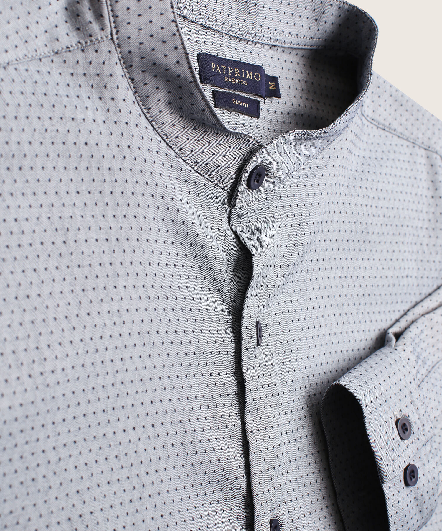 Camisa Estampada Cuello Mao