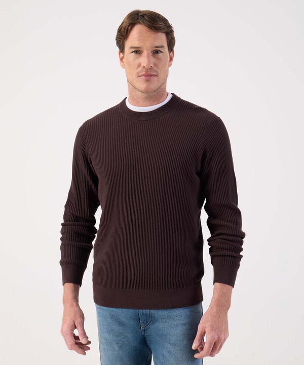 Buzo de Tejido Acanalado Cuello Redondo Para Hombre image number null