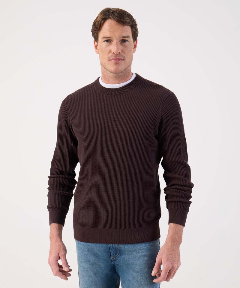 Buzo de Tejido Acanalado Cuello Redondo Para Hombre