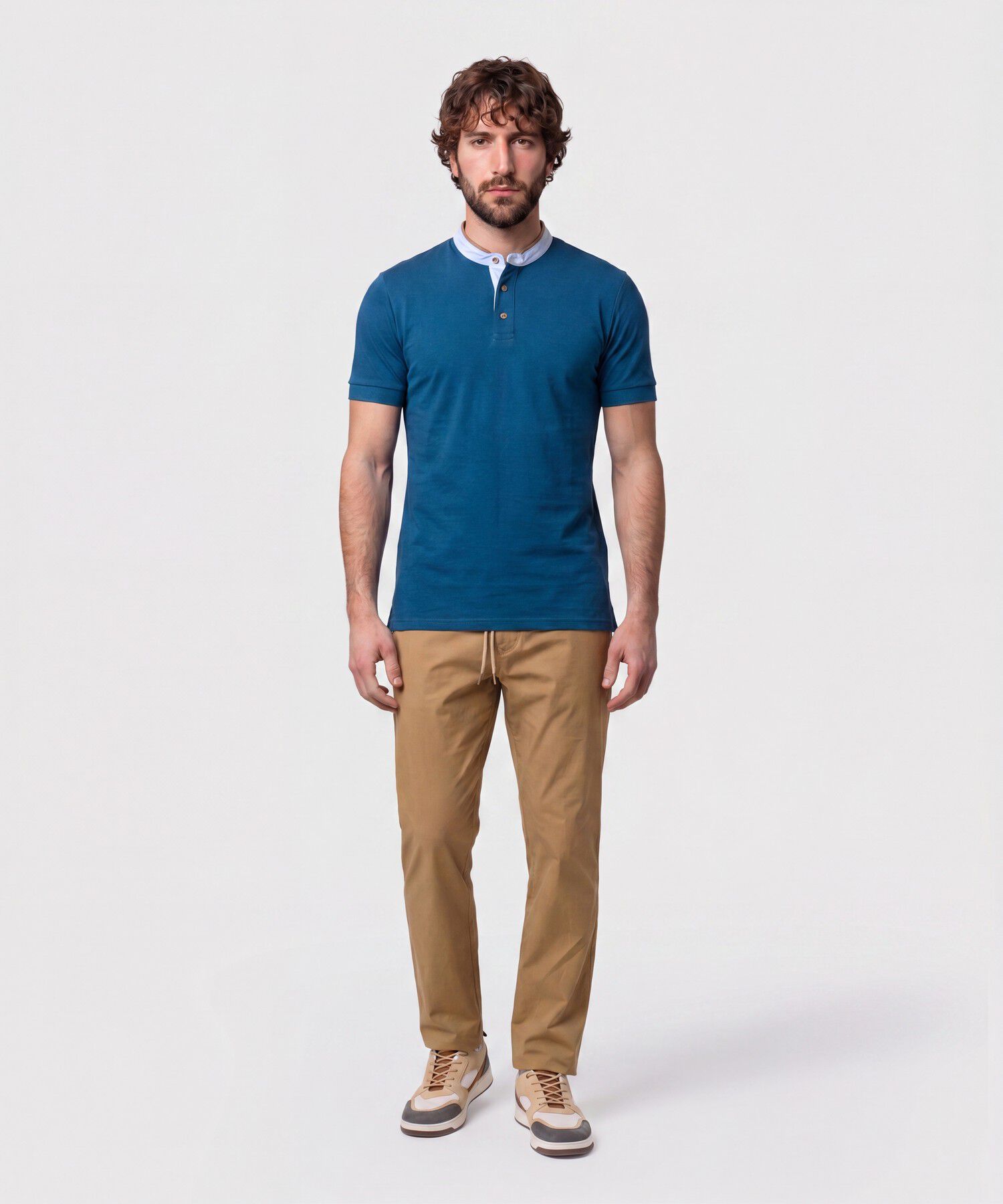 Polo Con Cuello Neru Y Pechera Hombre