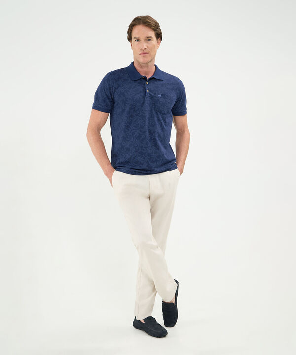 Polo Estampada, Cuello Y Puños Tejidos image number null