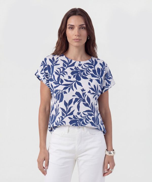 Blusa Estampada Con Cuello Redondo Para Mujer image number null