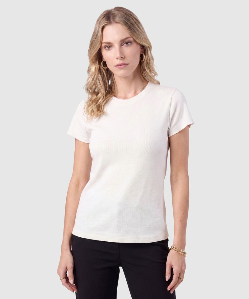 Camiseta B&aacute;sica En Tejido Acanalado Para Mujer