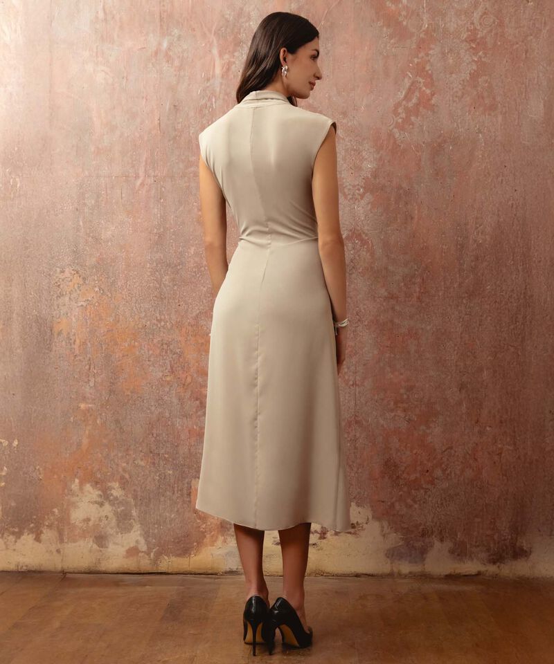 Vestido Midi Cruzado Con Nudo Frontal Para Mujer