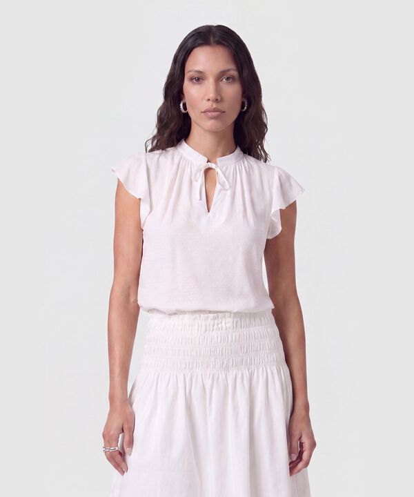 Blusa Manga Volante Y Lazo Para Mujer