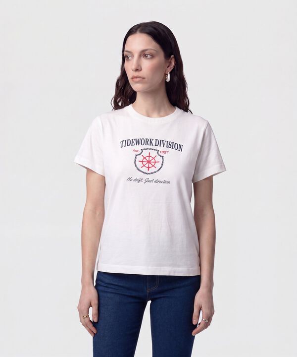Camiseta Cuello Redondo Con Rib Para Mujer