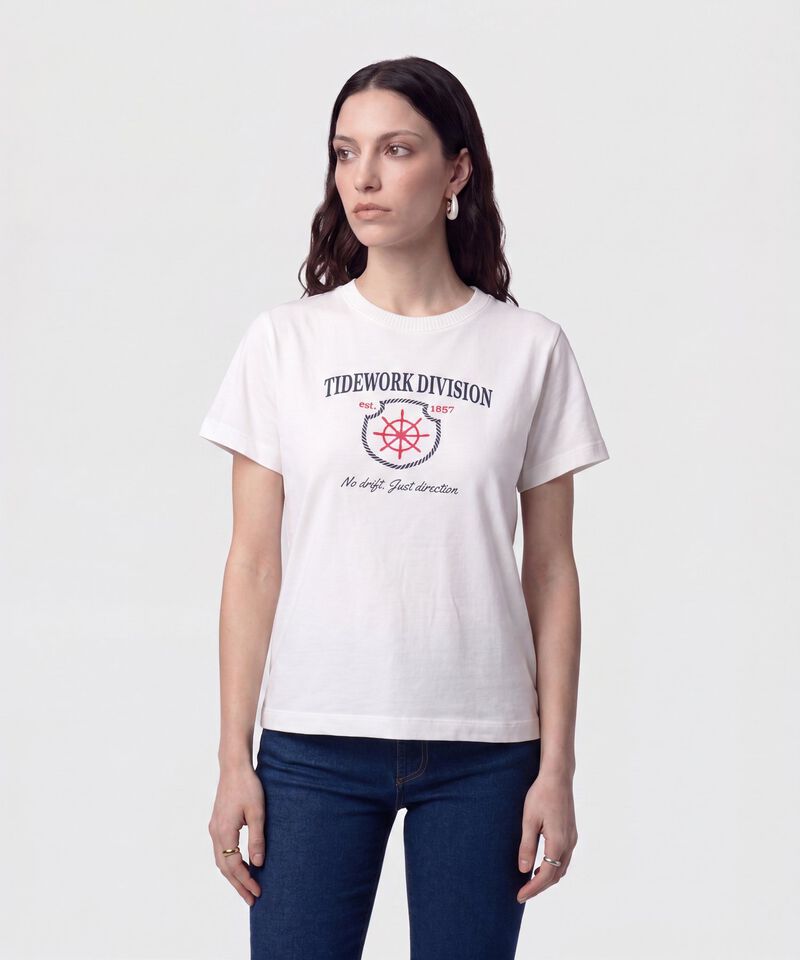 Camiseta Cuello Redondo Con Rib Para Mujer