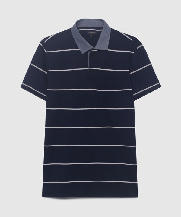 Polo , Cuello Duro En Contraste Con Bolsillo, Silueta Slim Fit, Cítrico Marinero