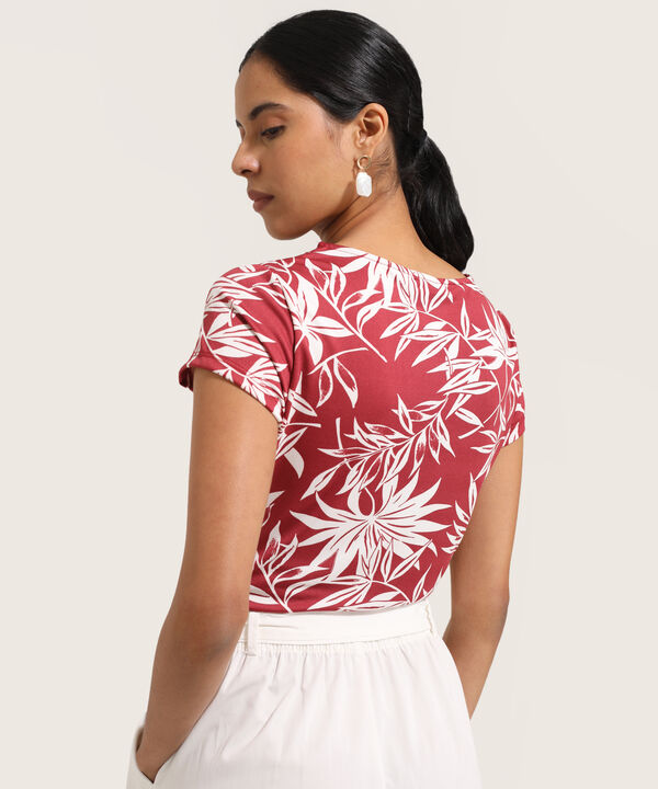 Camiseta Estampado de Hojas image number null