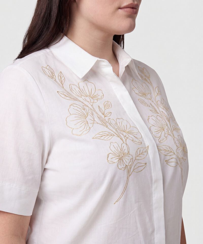 Camisa Manga Corta Con Aplique Para Mujer Curvy