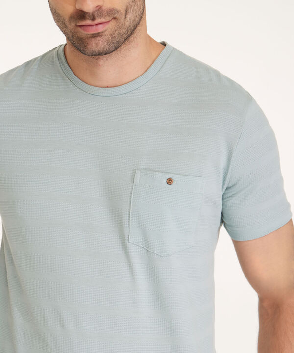 Camiseta Unicolor, Cuello Redondo Con  Bolsillo De Parche
