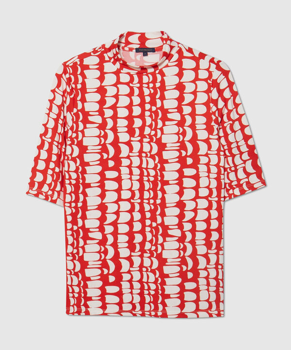 Camiseta Estampada, Manga Corta, Cuello Alto, Serena