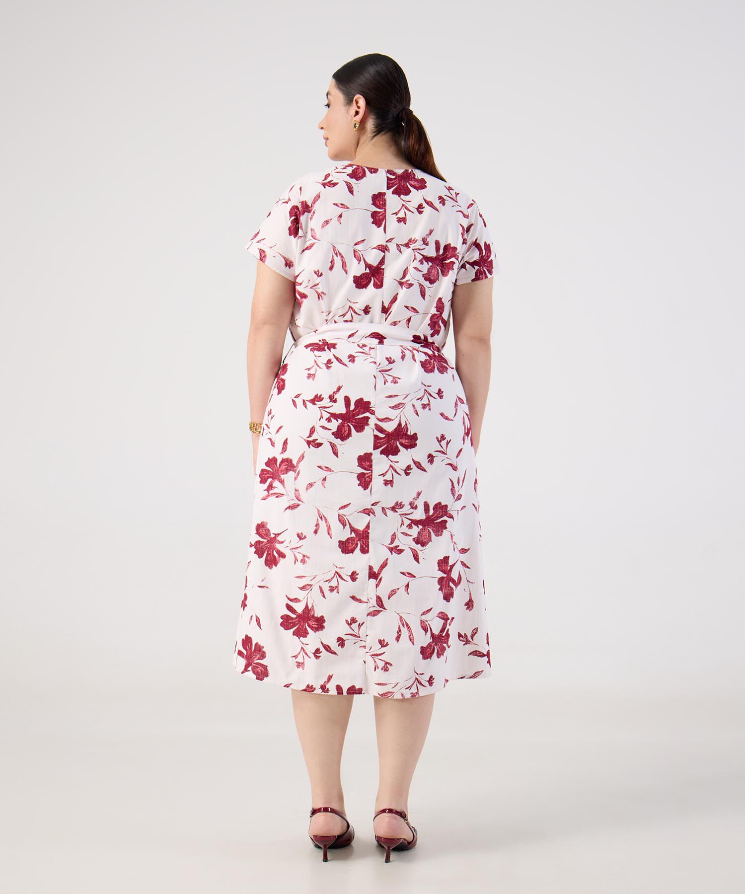 Vestido Estampado Con Cinturon Para Mujer Curvy