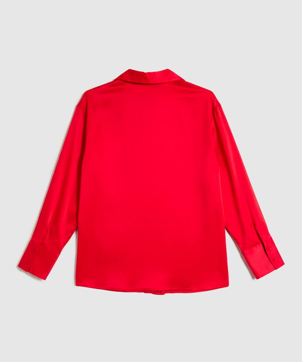 Camisa Satinada de Manga Larga para Mujer image number null