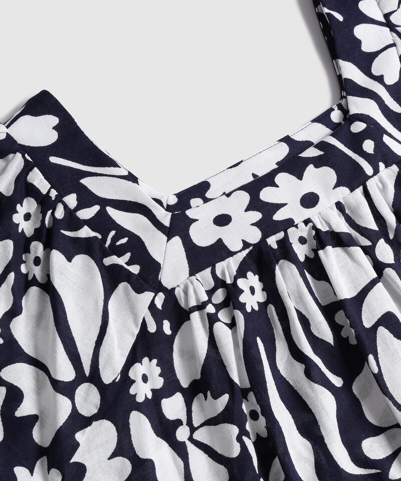 Blusa Estampada Con Escote Cuadrado 