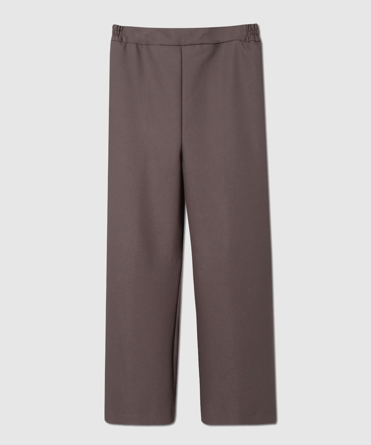 Pantalón Unicolor, Bota Recta Con Pretina Posterior Resortada Y Bolsillos Laterales