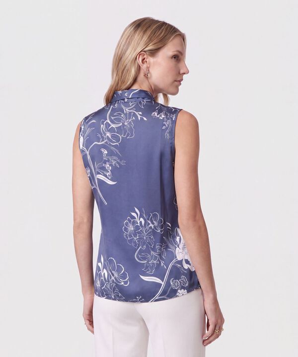 Blusa Cuello Con Lazado Estampada Para Mujer