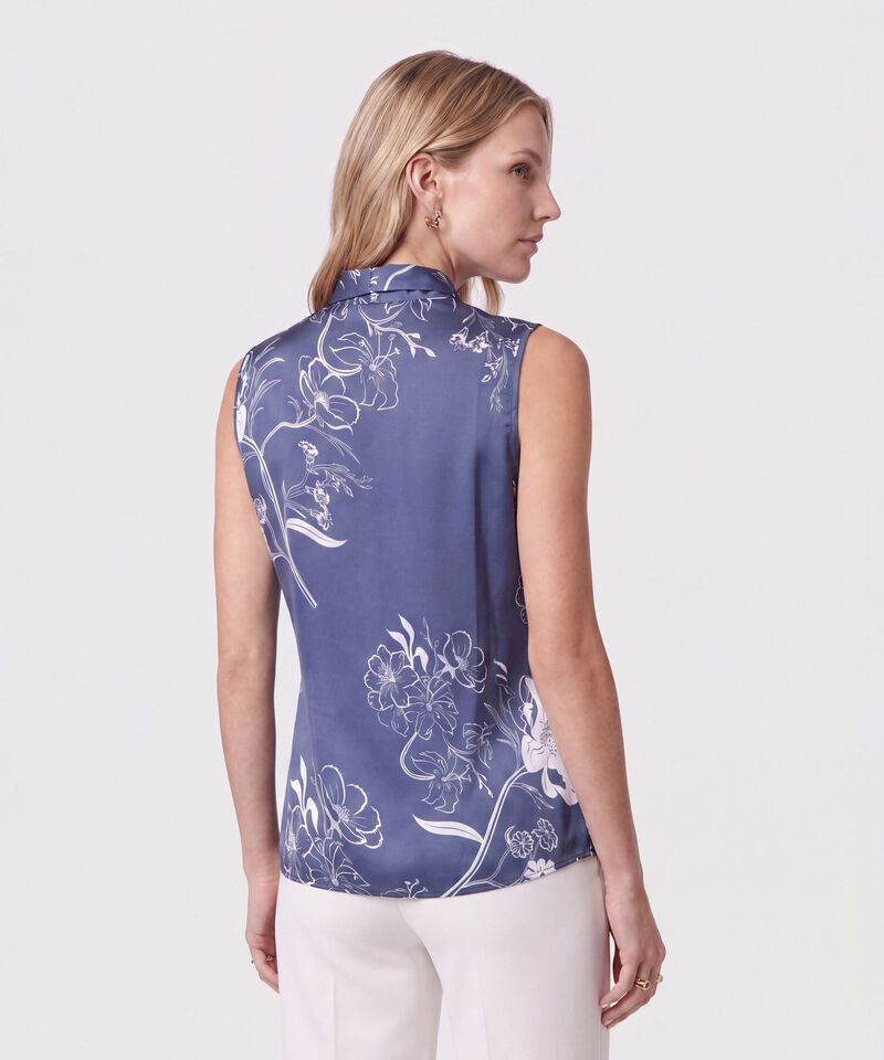 Blusa Cuello Con Lazado Estampada Para Mujer
