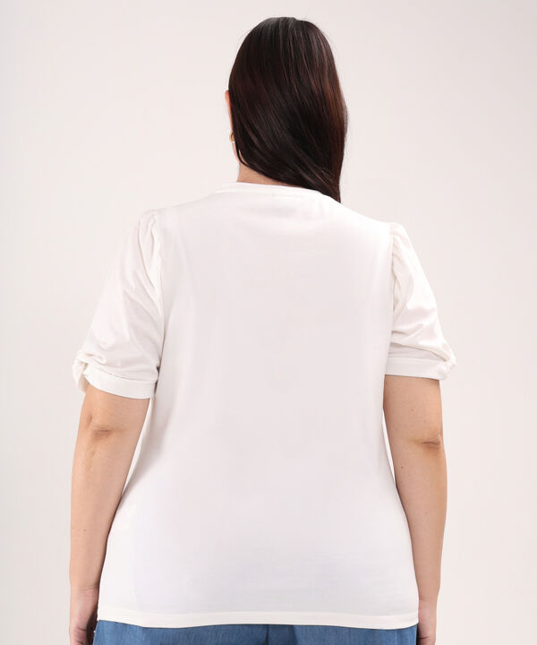 Camiseta Unicolor Con Screen Y Lentejuelas