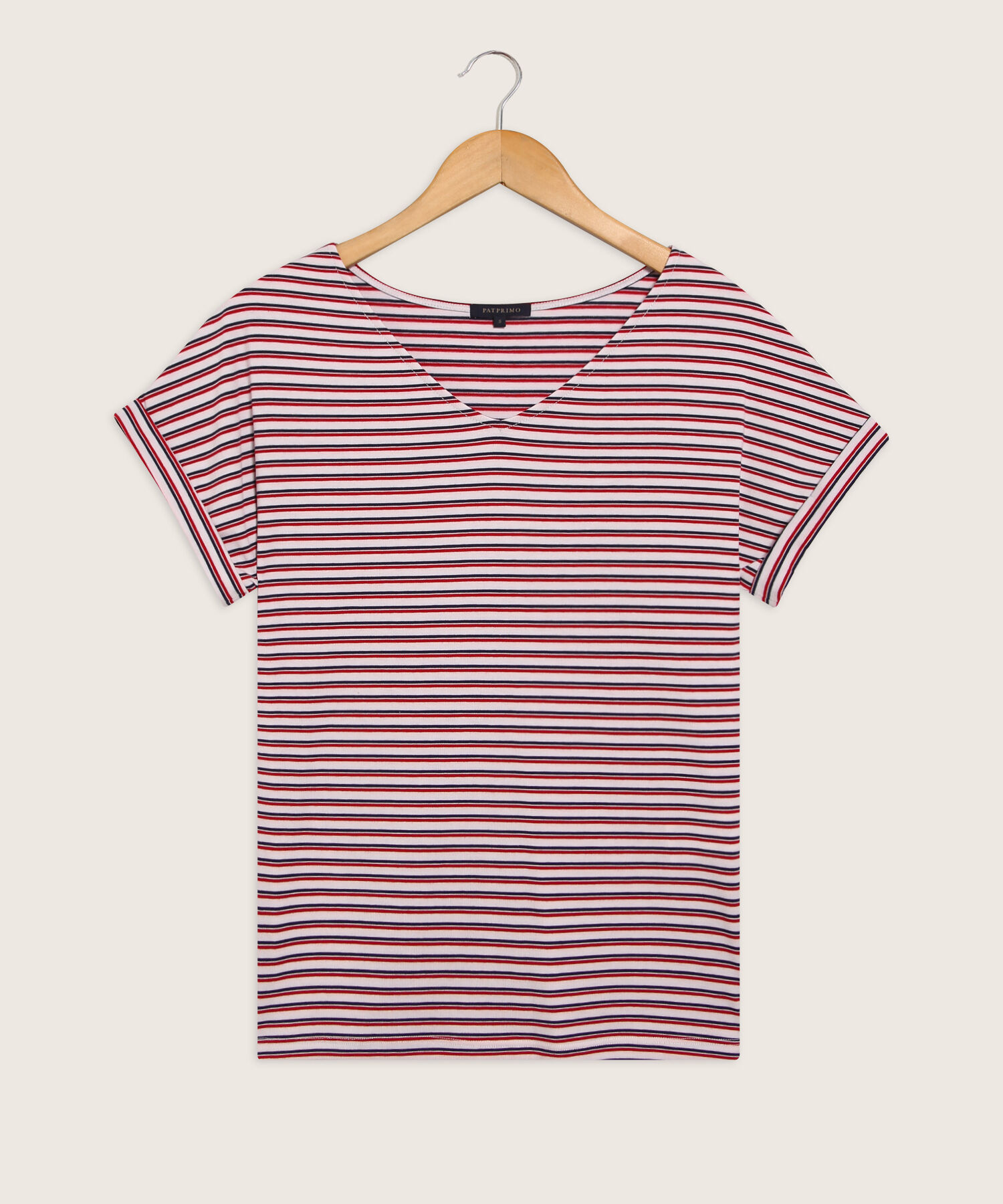 Camiseta Manga Corta Con Guardapolvo Cuello V Preteñida