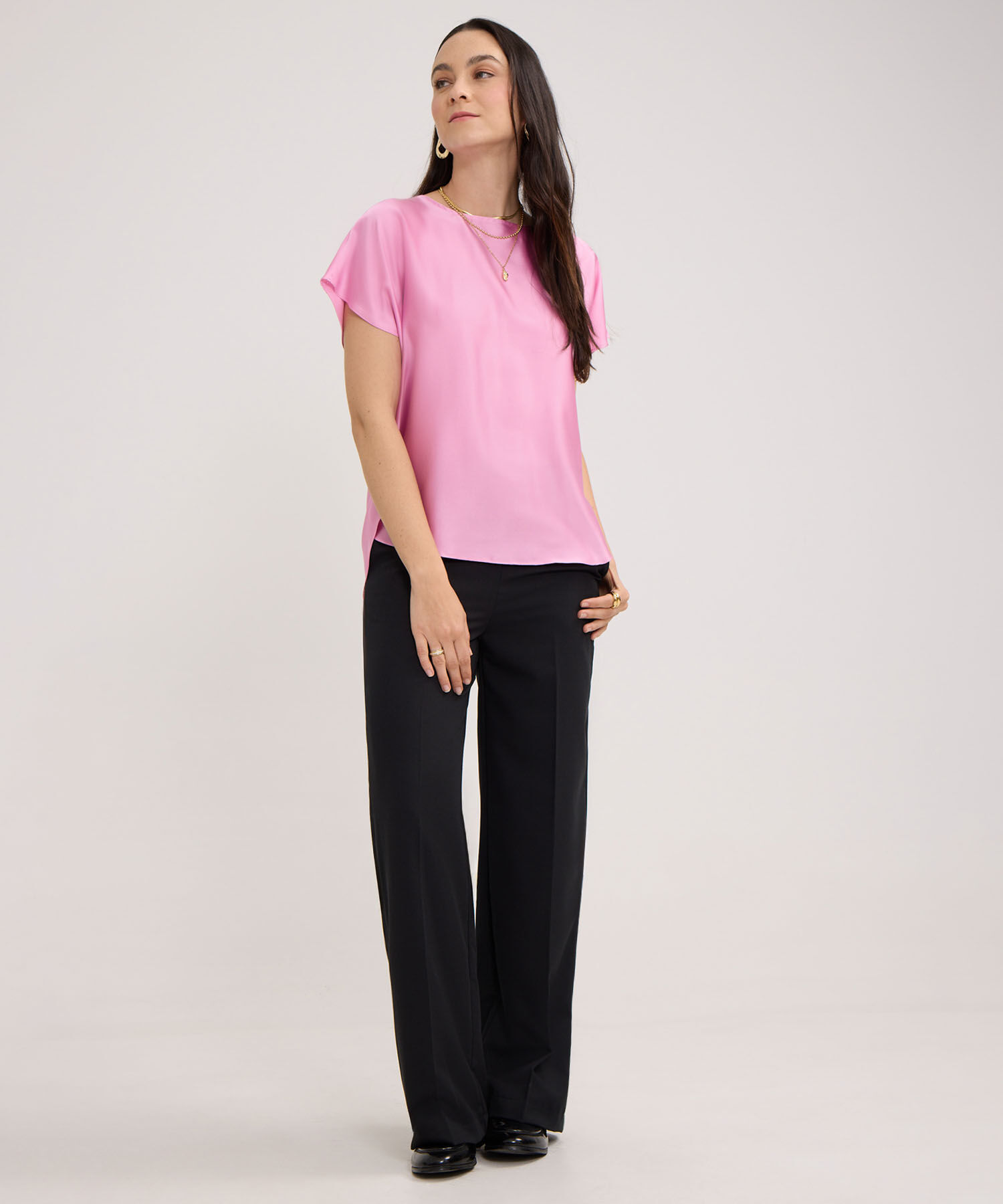 Blusa Unicolor Manga Corta