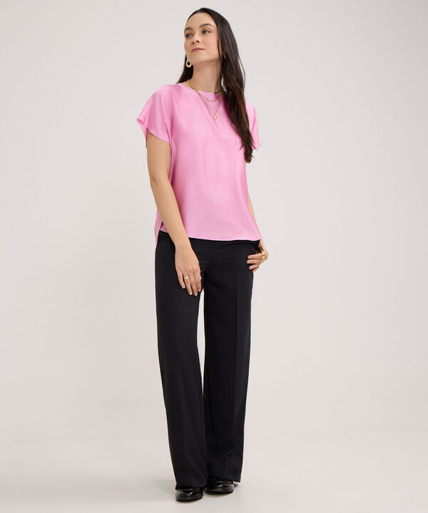 Blusa Unicolor Manga Corta image number null