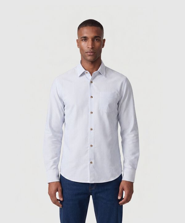 Camisa Manga Larga con Bolsillo Para Hombre