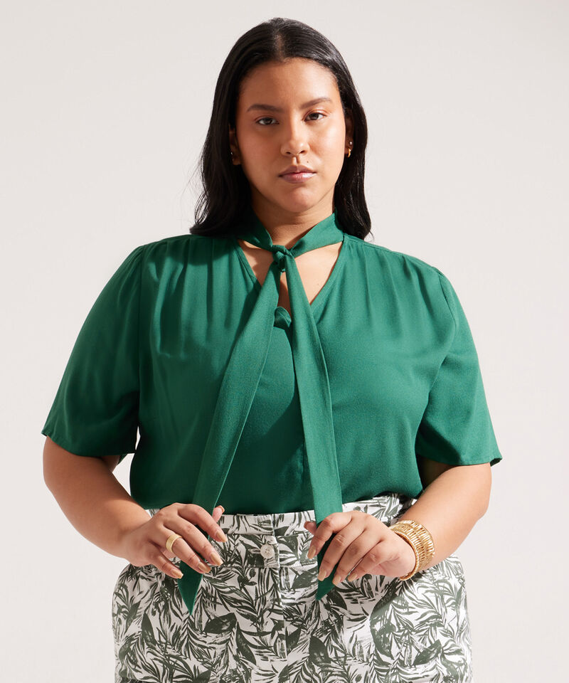 Blusa Manga Corta con Cuello Tipo Corbata