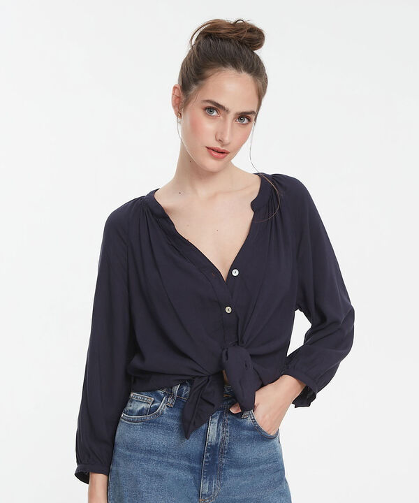 Blusa M 3/4 Cuello Neru Unicolor image number null