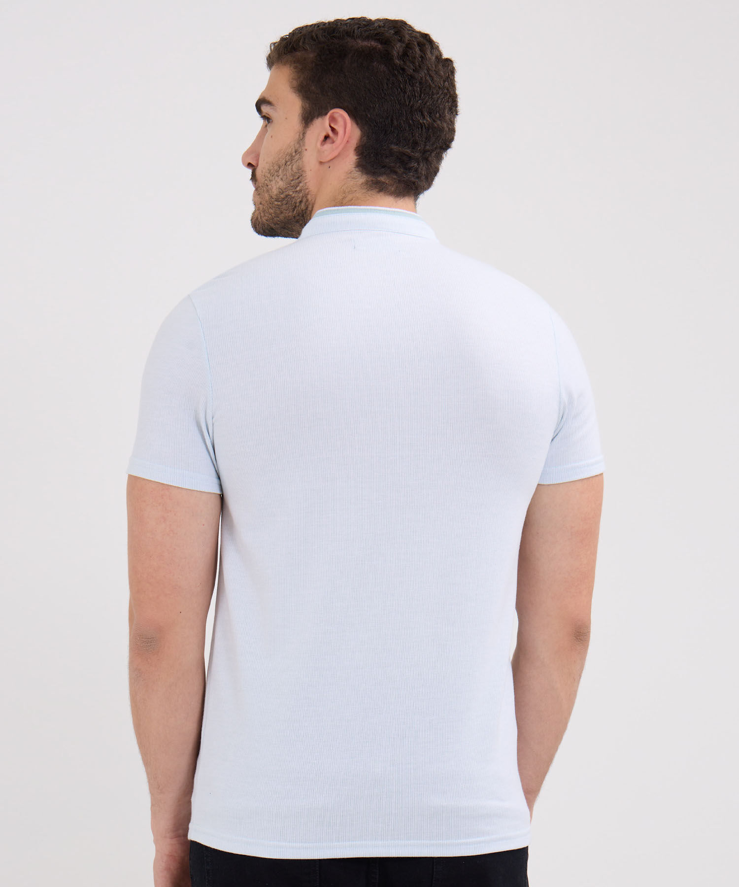 Polo Cuello Mao Unicolor Con Simulación Bolsillo Ribete