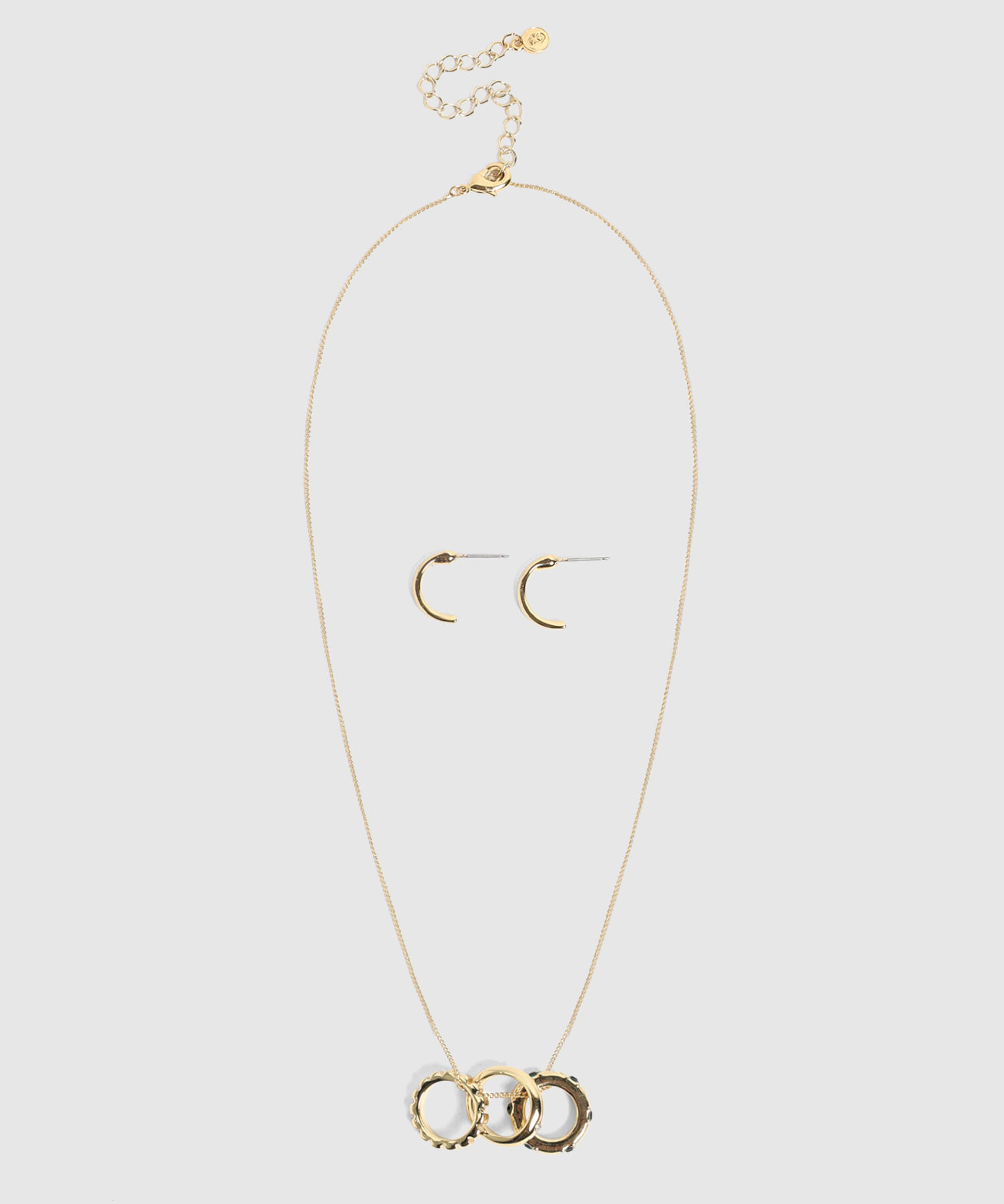 Set de Collar y Aros Dorados Mujer