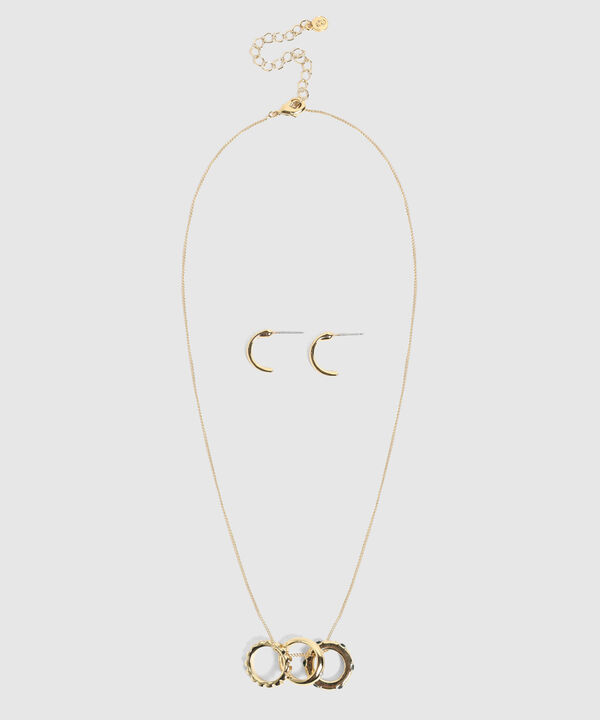 Set de Collar y Aros Dorados Mujer