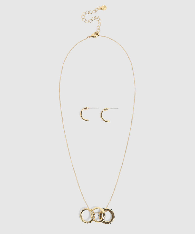 Set de Collar y Aros Dorados Mujer