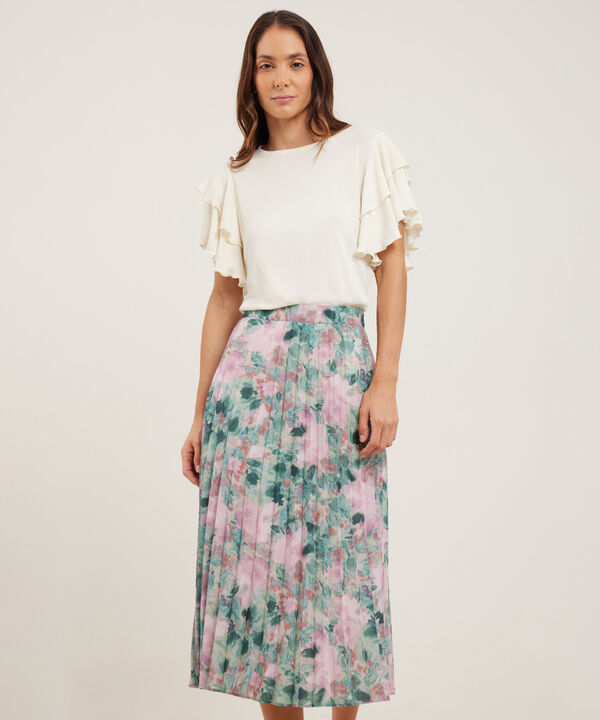 Falda Midi Estampada Con Plisado image number null