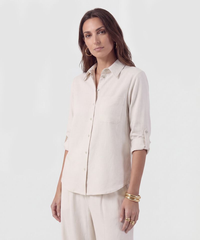 Camisa Unicolor Con Charretera Para Mujer