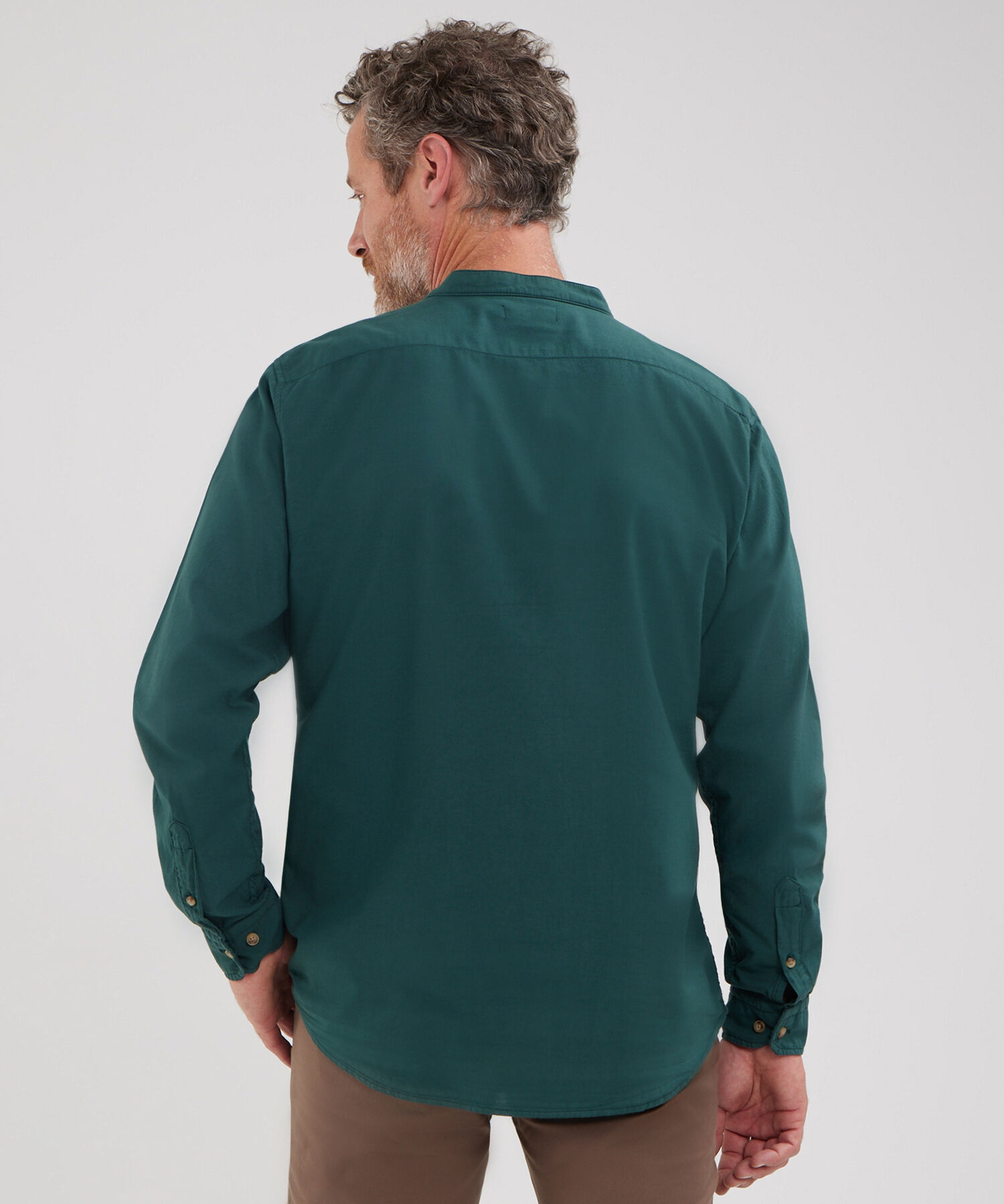 Camisa Manga Larga Unicolor Teñida En Prenda
