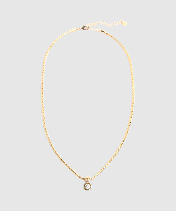 Collar Cadena Trenzada Dije Gema Redonda Mujer image number null