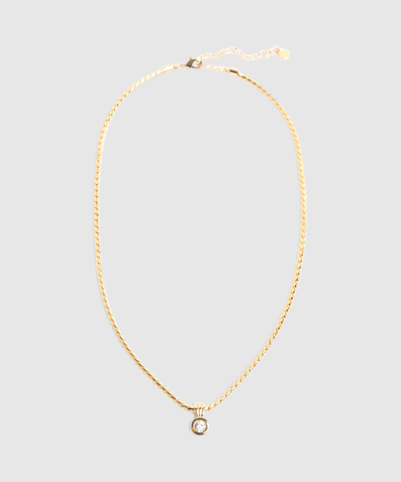 Collar Cadena Trenzada Dije Gema Redonda Mujer