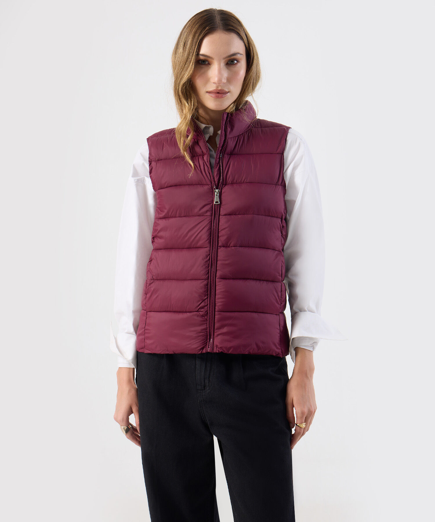 Chaleco Mujer Acolchado Cuello Alto Cremallera