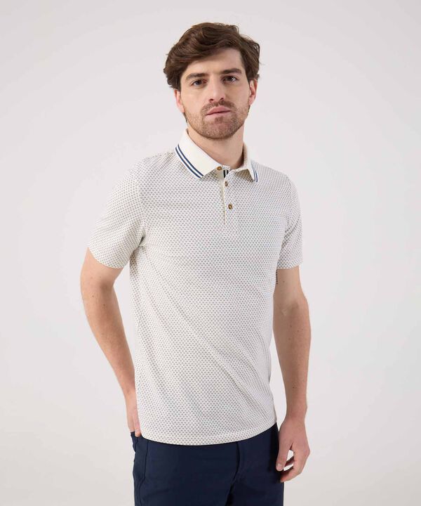 Polo estampada con cuello tejido  image number null