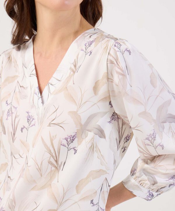 Blusa de Manga 3/4 con Escote en V para Mujer image number null