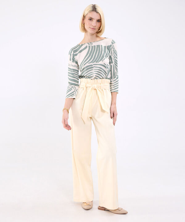 Pantalon Unicolor Con Cinturon image number null