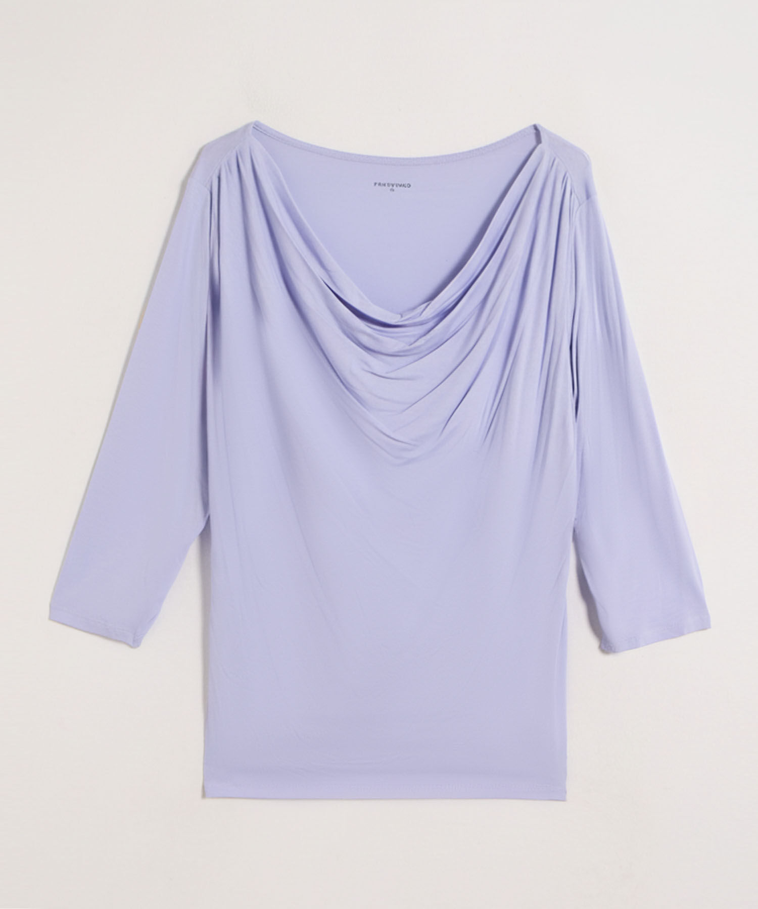 Camiseta Mujer Cuello Drapeado Manga 3/4 Elegante